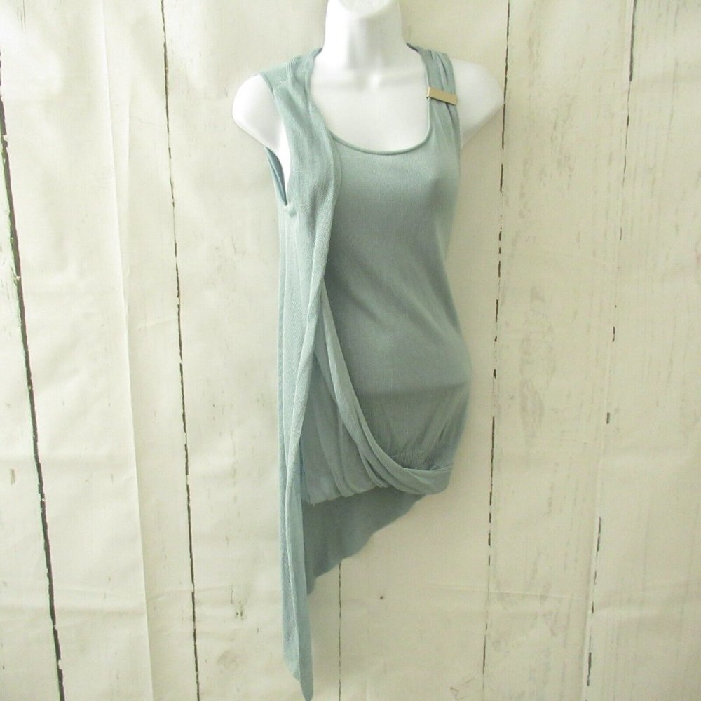 White House Black Market Sweater XS Petite Green Draped Tank Top Sleevless